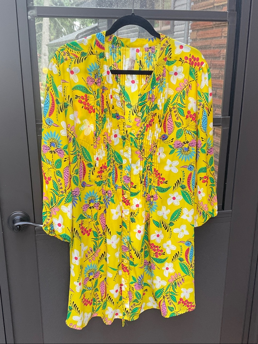 Melissa McCarthy Yellow Floral Button-Front Blouse